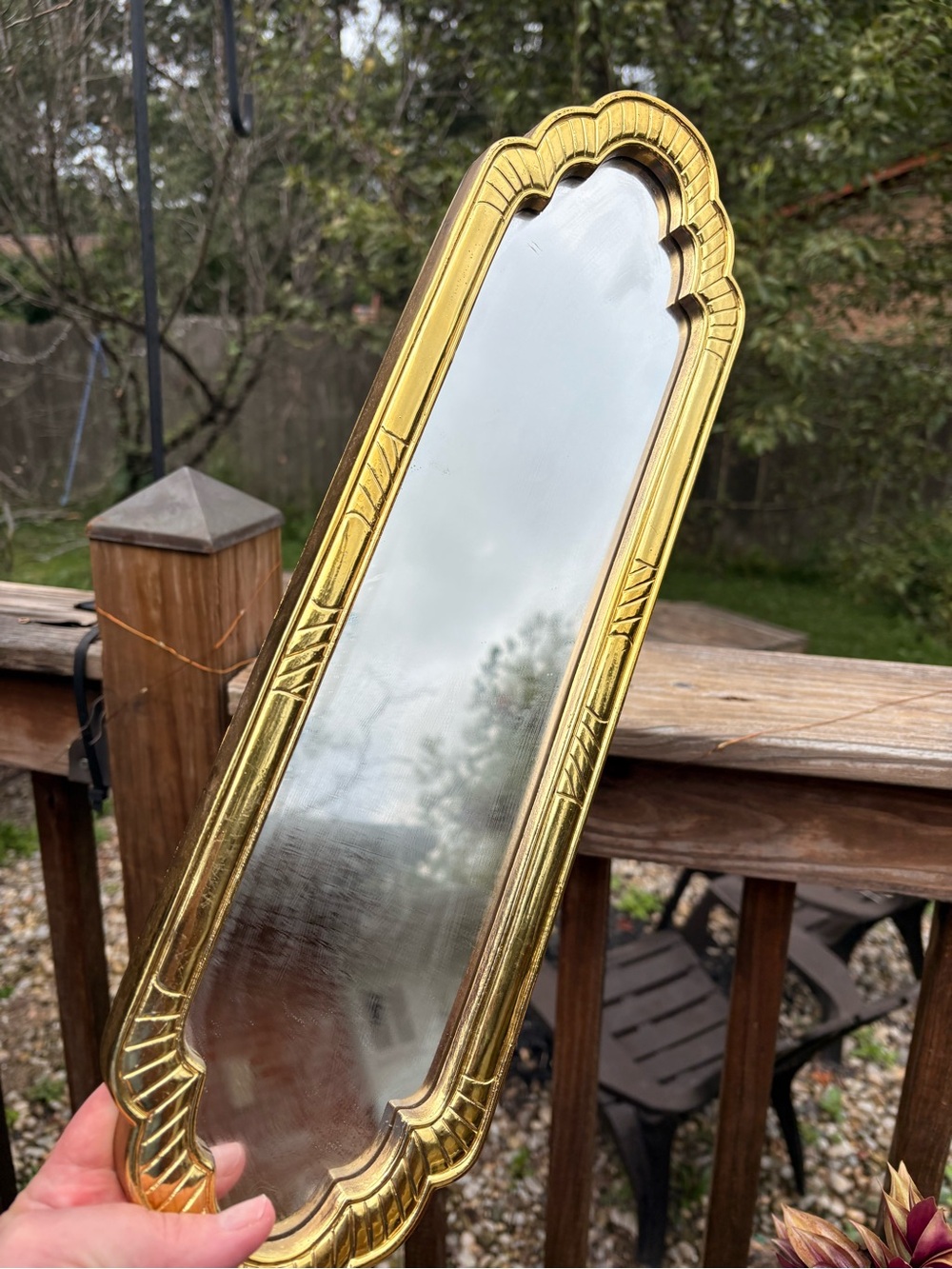 Home Interiors Gold Scalloped Long Wall Mirror